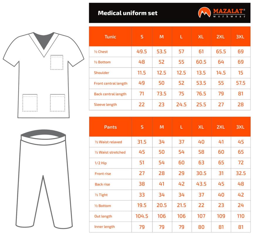Unisex Scrubs Uniforms Set- Medical Uniforms & Scrubs, Soft And Comfortable Fit Nurse Scrubs, Breathable Fabric, Multiple Pockets, Elastic Waist, Lightweight Professional Work Wear Clothing